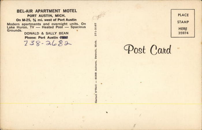 Bel-Air Apartment Motel (Port Austin Motel) - Vintage Postcard (newer photo)